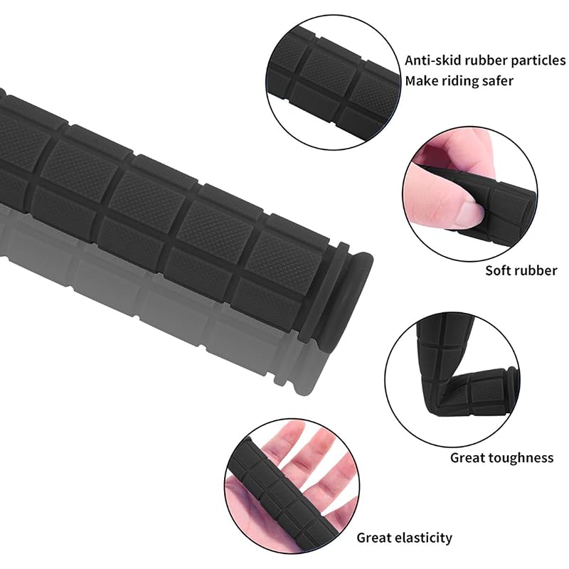 Bicycle Handlebar Grips 4 Pairs Non-Slip Rubber MTB BMX Kids Black - Variation: Non