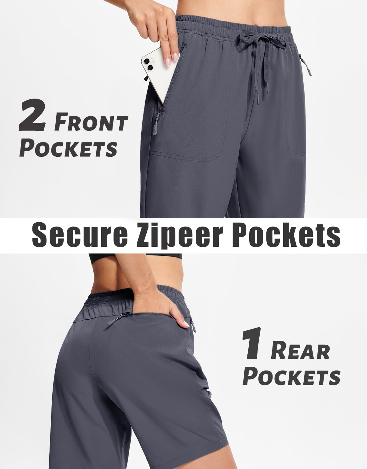 MAGCOMSEN Hiking Shorts for Women with Pockets Lightweight Quick Dry Golf Running Shorts Dark Grey 2XL
