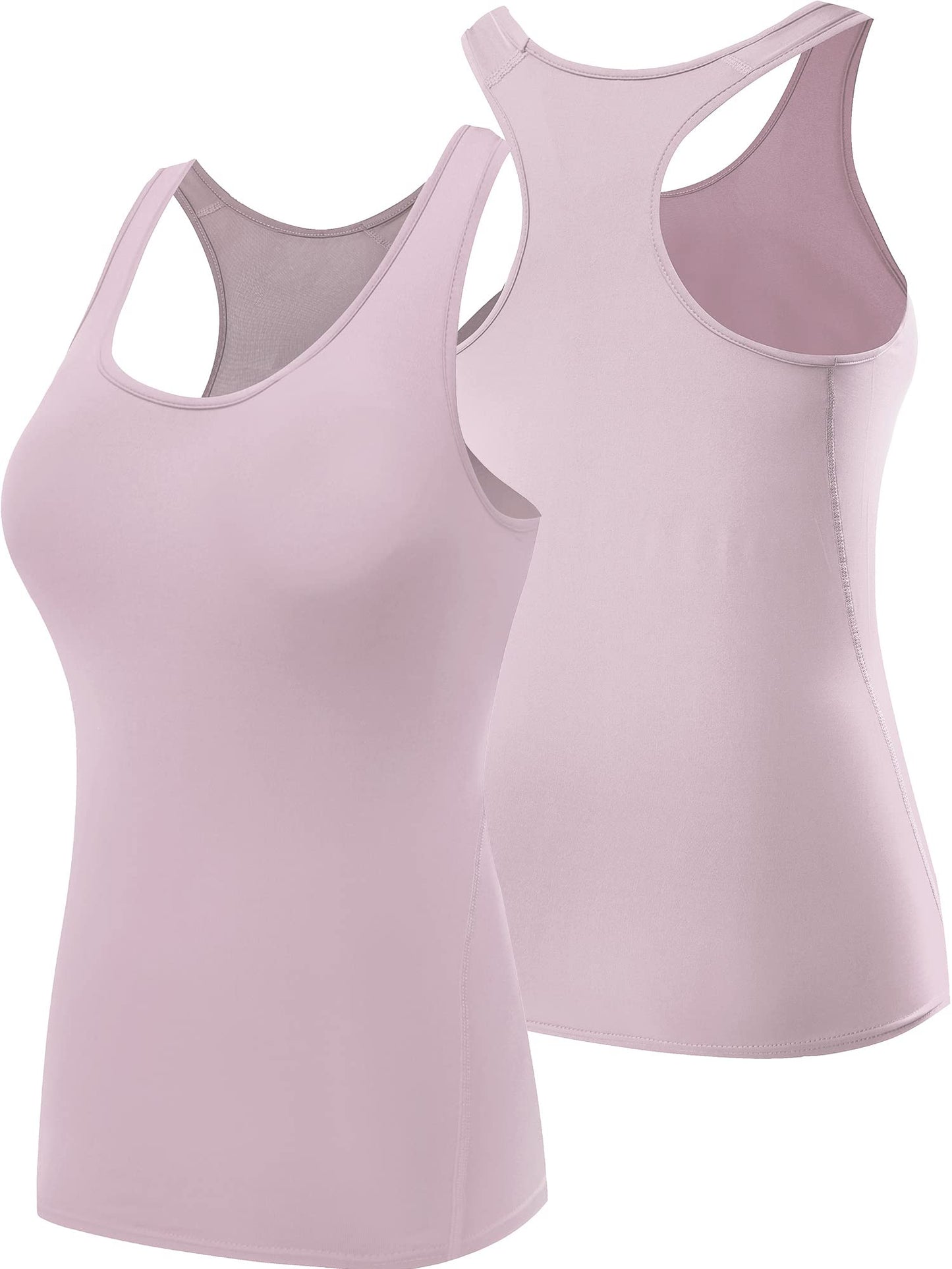 NELEUS Women's 3 Pack Compression Athletic Tank Top for Yoga Running,Pink/Purple/Blackish Green,2XL