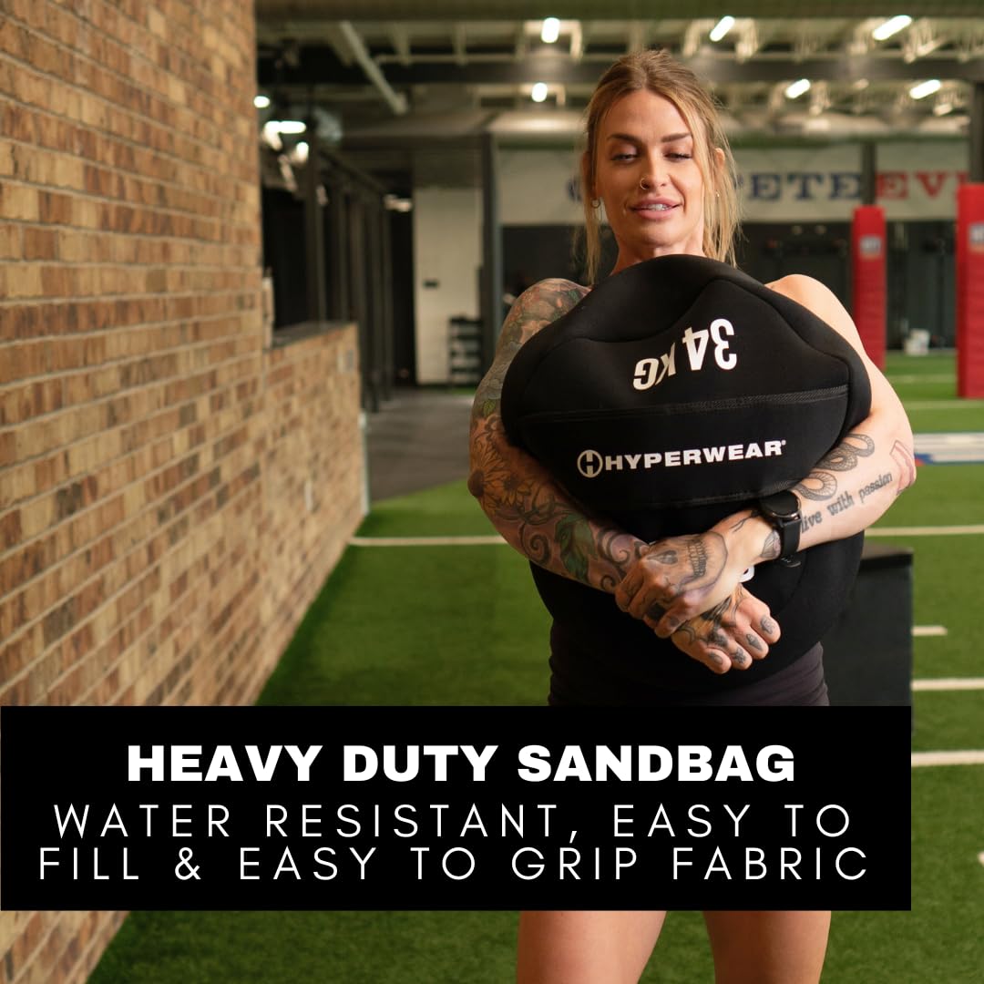 HYPERWEAR Boulder Strongman Sandbag (50 lbs) Heavy-Duty Neoprene Workout Bag for Strength & Full-Body Training