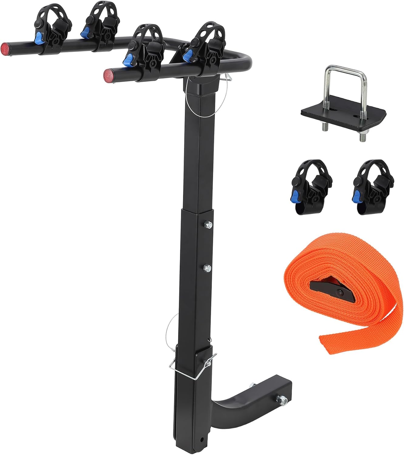 2 Bike Hitch Rack, Heavy-Duty Foldable Steel Bicycle Rack with Hitch and Anti-Rattle Straps, 2" Receiver Compatible, Easy to Assemble & Use, Bike Holder for Car, SUV, Truck