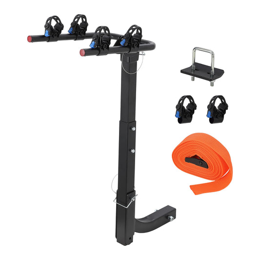 2 Bike Hitch Rack, Heavy-Duty Foldable Steel Bicycle Rack with Hitch and Anti-Rattle Straps, 2" Receiver Compatible, Easy to Assemble & Use, Bike Rack for SUV, Car, Truck