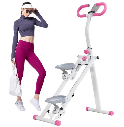 Stair Stepper for Home - Upgrade Vertical Climber Workout Machine | Full-Body Cardio Workout Equipment | Adjustable Handles & Stable Frame (Pink)