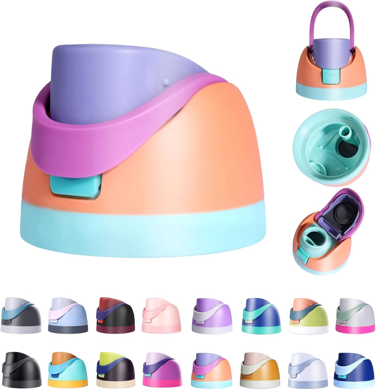 Branbox Replacement Lid for Owala, Compatible with Owala Cup 16oz 24oz 32oz 40oz, One Button Water Bottle Top Lid for Owala, Leakproof, BPA-Free, Orange-Purple (Orange-Purple)
