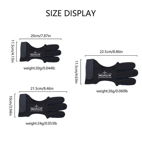 Prespollw Archery Glove Three-Finger Guard ??Protective Shooting Glove for Men & Women, Ideal for Recurve & Compound Bow Hunting and Target Practice (Large)