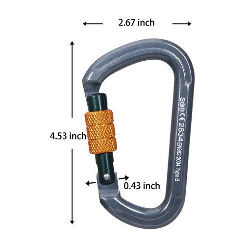 SOB Auto Locking Climbing Carabiner Clips 2Pack 28KN Heavy Duty Asymmetrical Carabiner Connector Used for Rappelling Gear Rescue Outdoor Projects Dog Leash (D-2)