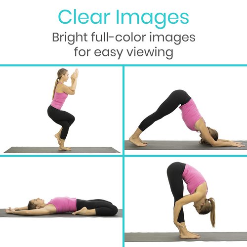 Vive Yoga Poster - Poses for Beginners and Experts - Mat Exercise Home Gym Workout Accessories Set- Double Sided Laminated Flow Chart Accessory - Instructional Guided Routine - for Women, Men