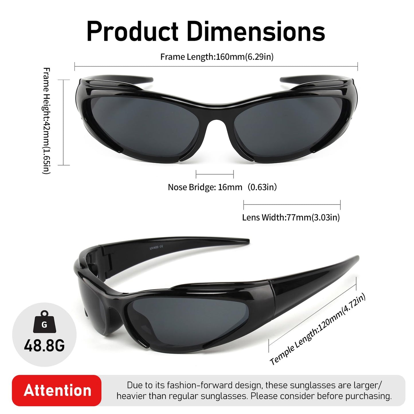 KENBO Y2K Sunglasses Wrap-Around Futuristic Oval Fashion Shades for Women Men – Large Size