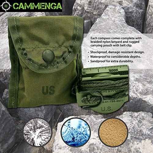 Cammenga Official US Military Tritium Lensatic Compass, Accurate Waterproof Hand Held Compasses with Pouch for Hiking Camping Navigation Survival Backpacking Orienteering