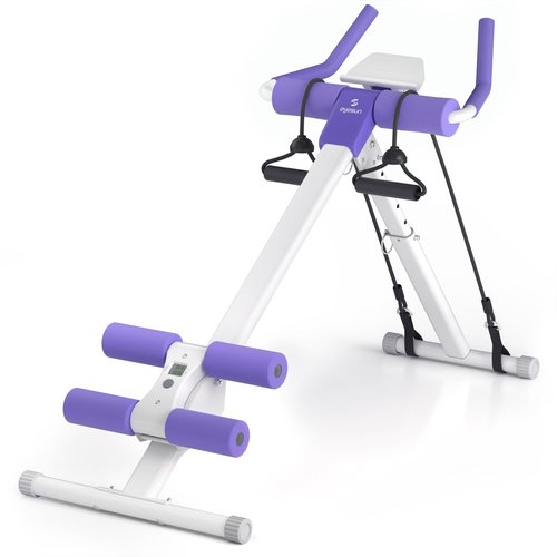 Home Gym Systems Ab Machine,Ab Workout Equipment,Ab Trainer Machine for Abs Workout at Home Gym, Foldable, Knee Protection, Abdominal Trainer for Stomach Workout,Touch Displays(Purple)