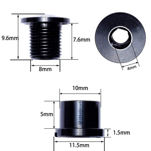 Saiper 10pcs M8 Single Bike Chainring Bolts 7075 Aluminum Alloy Bicycle Crankset Nuts Chainwheel Screws Fit for Road, Mountain, BMX, MTB, Fixie