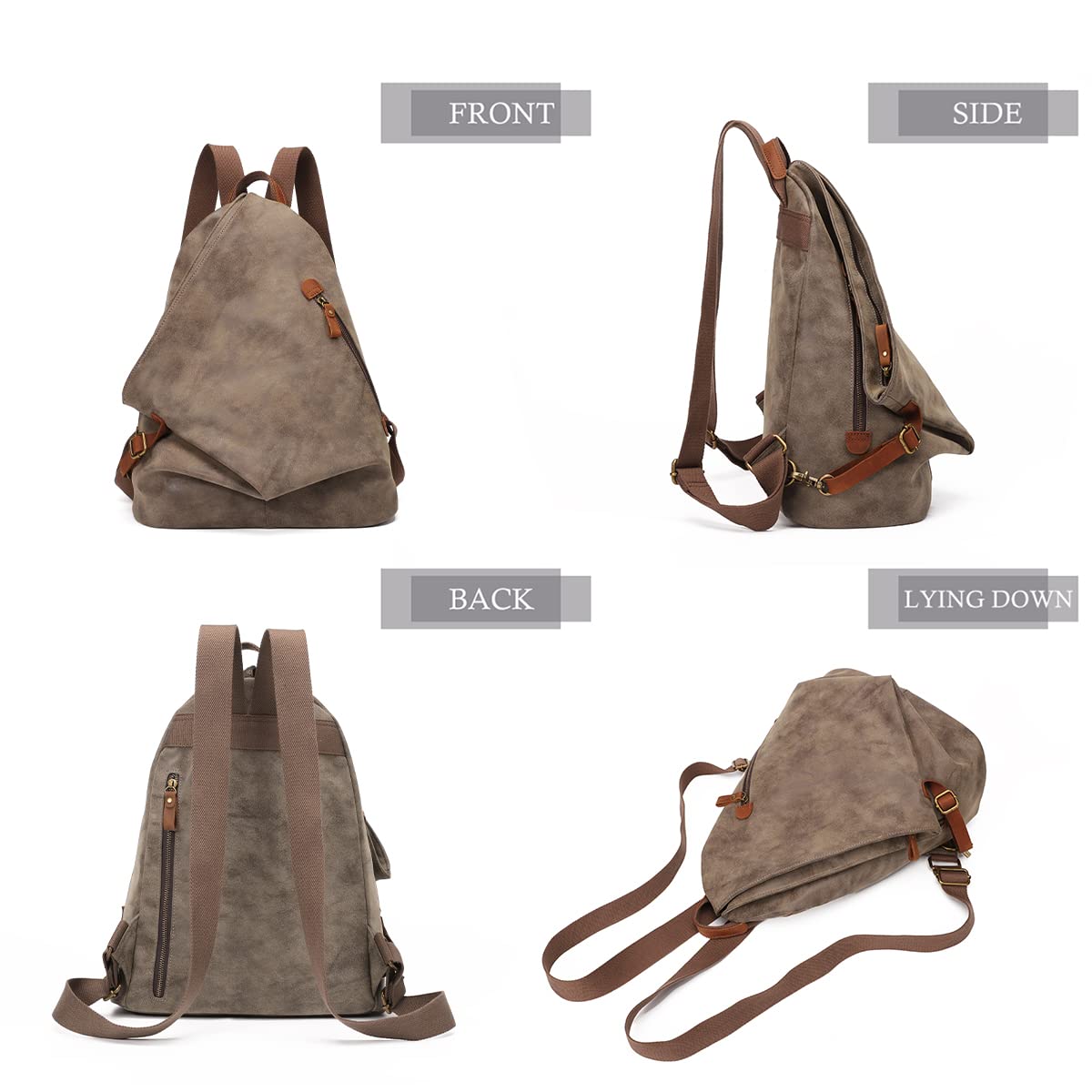 KL928 PU Leather Vintage Backpack – Large Casual Daypack Outdoor Travel Rucksack Hiking Backpacks for Men Women
