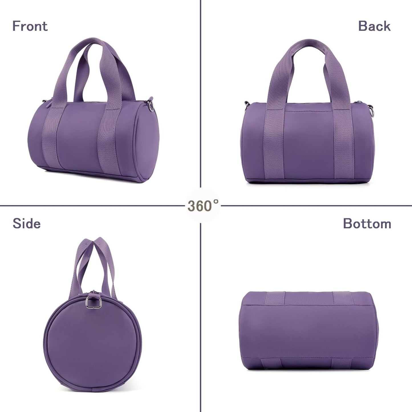 IBEE Small Gym Bag for Women Mini Duffel Bag for Travel Waterproof Workout Crossbody Bags Elastic Fabric Barrel Purse for Sports Fitness Yoga Cute Lightweight
