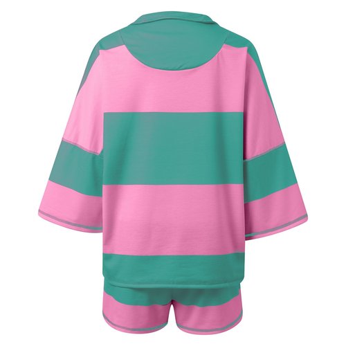 Womens 2 Piece Workout Sets,Summer Striped Quarter Zip Shirt and Shorts Activewear Outfit,Oversized Going Out Lounge Set,Dark Green,M