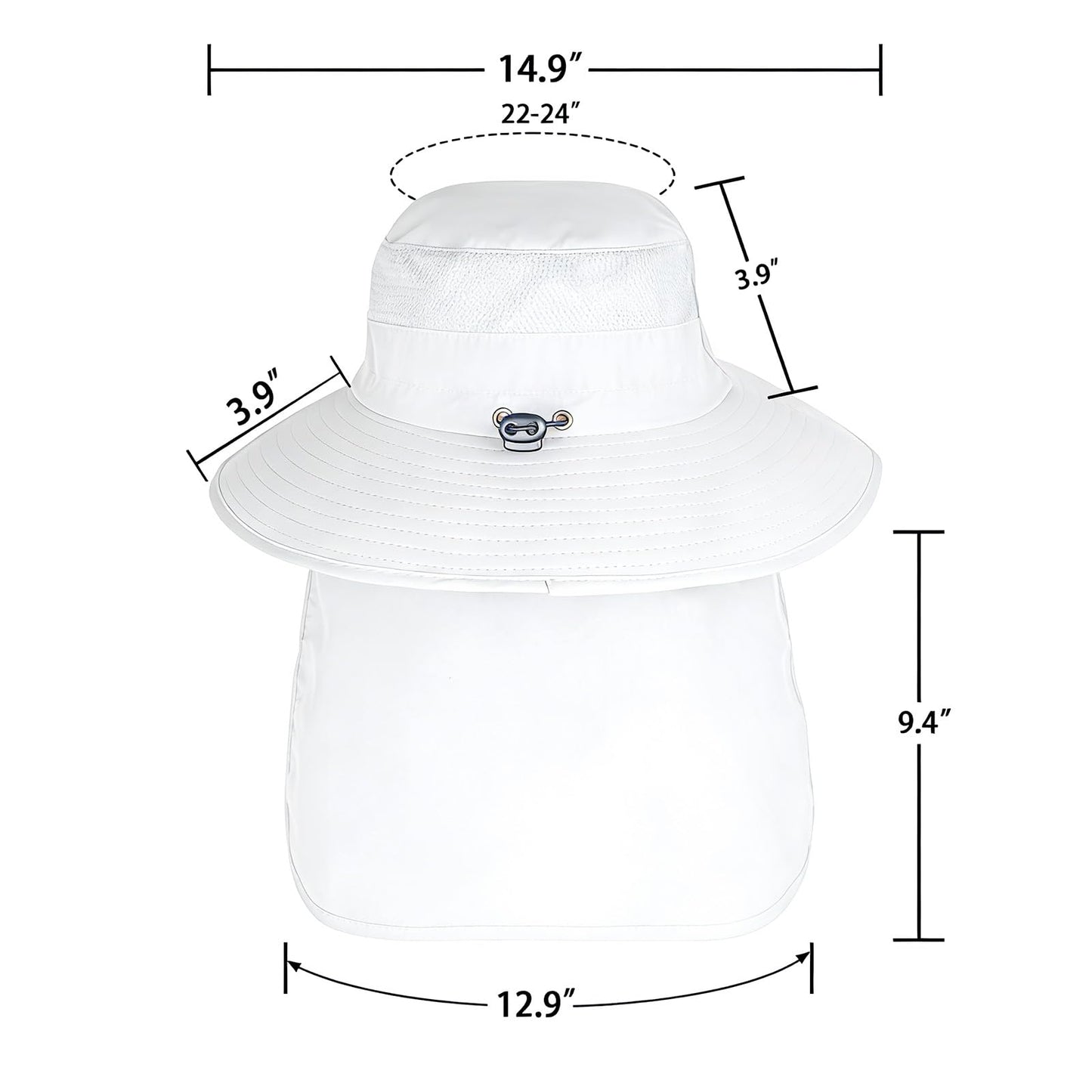 Sun Hats for Men Women Fishing Hat UPF 50+ Breathable Wide Brim Bucket Hats Summer UV Protection Safari Hat with Neck Flap White