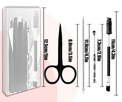Muzioiernsu [9+1 PCS] Tweezers Kit Tweezer for Women Facial Hair Removal Tweezers Professional Tweezers Set Eyebrow Tweezer, Professional Stainless Steel Eyebrow for Women &Men,Black Beauty Sets