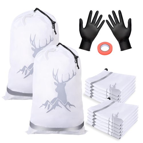 TheClouds 12 Pack for Hunting,Hunting Game Bags with Reflective Strips,Reusable Waterproof Caribou Game Bag 20" x 30" -Big Game Bag for Elk Caribou Deer Moose