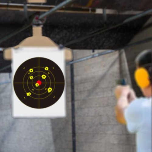 50 Pack 6x6 Inch Splatter Shooting Targets – Splatter Targets with Fluorescent Burst & Repair Patches – Ideal for Shooting Range Practice, Drills, Indoor & Outdoor Use