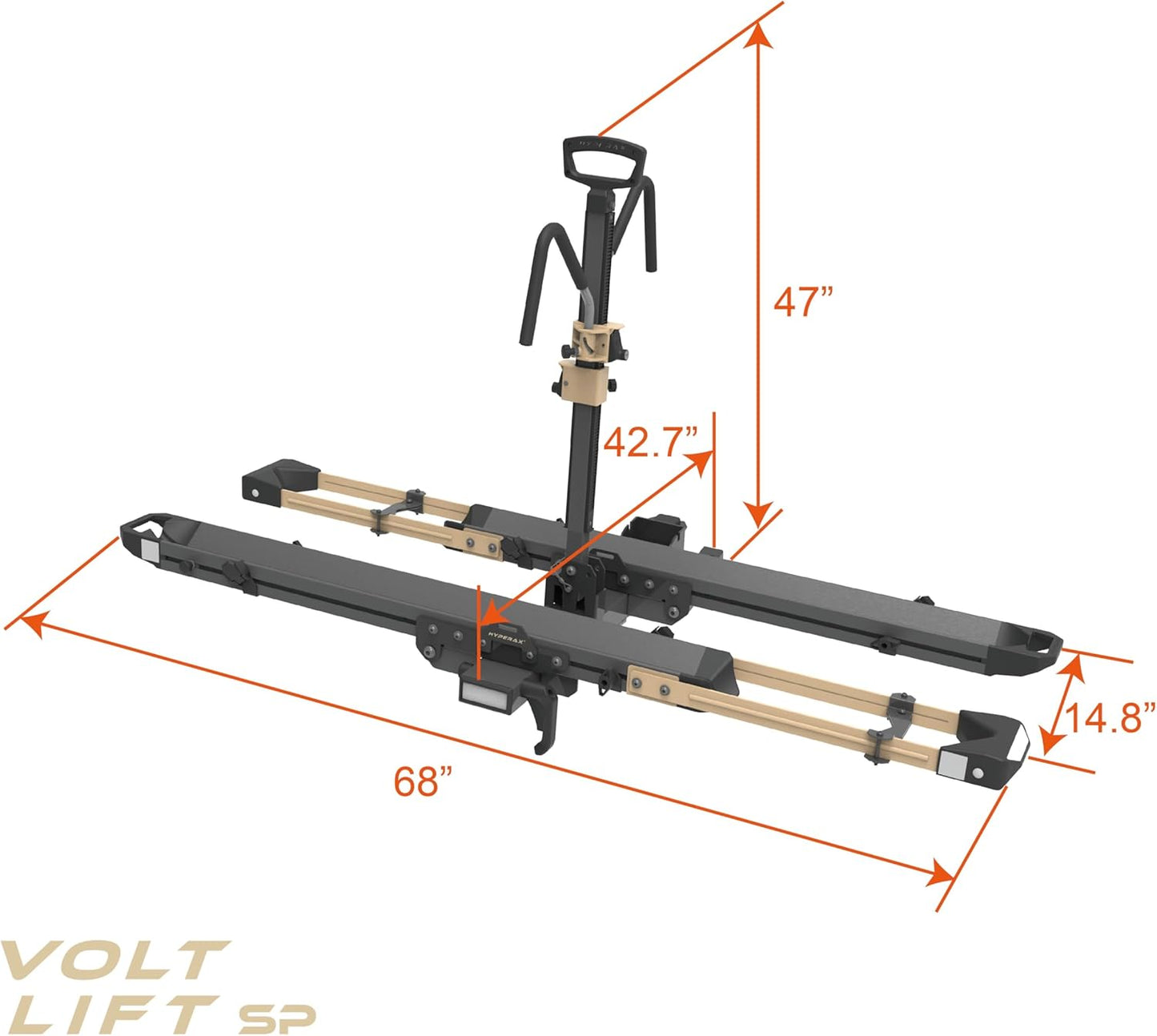 HYPERAX Volt 2 - E Bike Hitch Mounted Platform Style 2 Bikes Carrier for Car, SUV, Trucks, Sedan, Tilting e-Bike Rack for Hitch Fits Up to 2 X 70 lbs Bike with Up to 5" TIRE - NO RV USE!