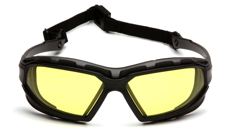 Pyramex Highlander XP Safety Eyewear – Black-Gray Frame, Amber Anti-Fog Lens, Universal Fit