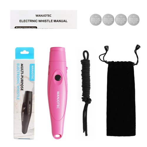 WANJOTEC Electronic Whistle for Teacher Coache, 3 Tones Adjustable 130db Loudest High Volume Handheld Emergency Electric Whistles for Referee, P.E.Outdoor Sports Whistles with Lanyard (Pink)
