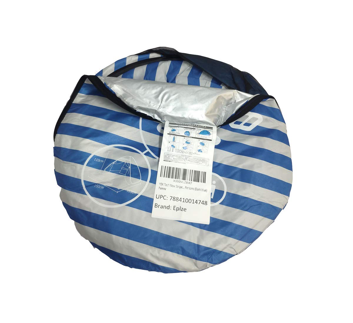 YBK Tech New Stripe Style Automatic Pop Up Beach Tent UV Protection Instant Portable Quick Cabana Sun Shelter for 2-3 Persons (Dark Blue)