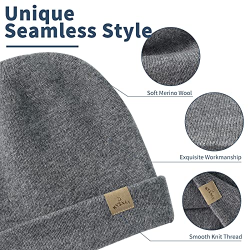 Mens Beanie Merino Wool Warm Hats for Women Men Knit Slouchy Double Layer Warm Cuffed Skull Beanie Skiing Skating