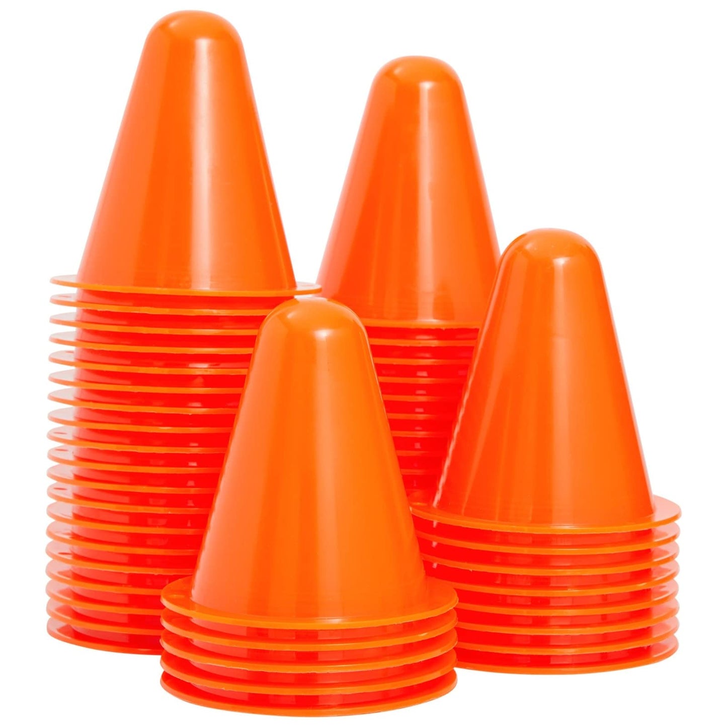 Maplefield Juvale Mini Safety Cones - 3 in Diameter, Orange, Pack of 50 - Soccer Training Equipment, Hockey Drills