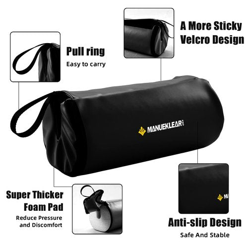 Hip Thrust Pad for Barbell 3.5" Thick Leather Olympic Barbell Pad for Bench Press Weightlifting Powerlifting (Black)