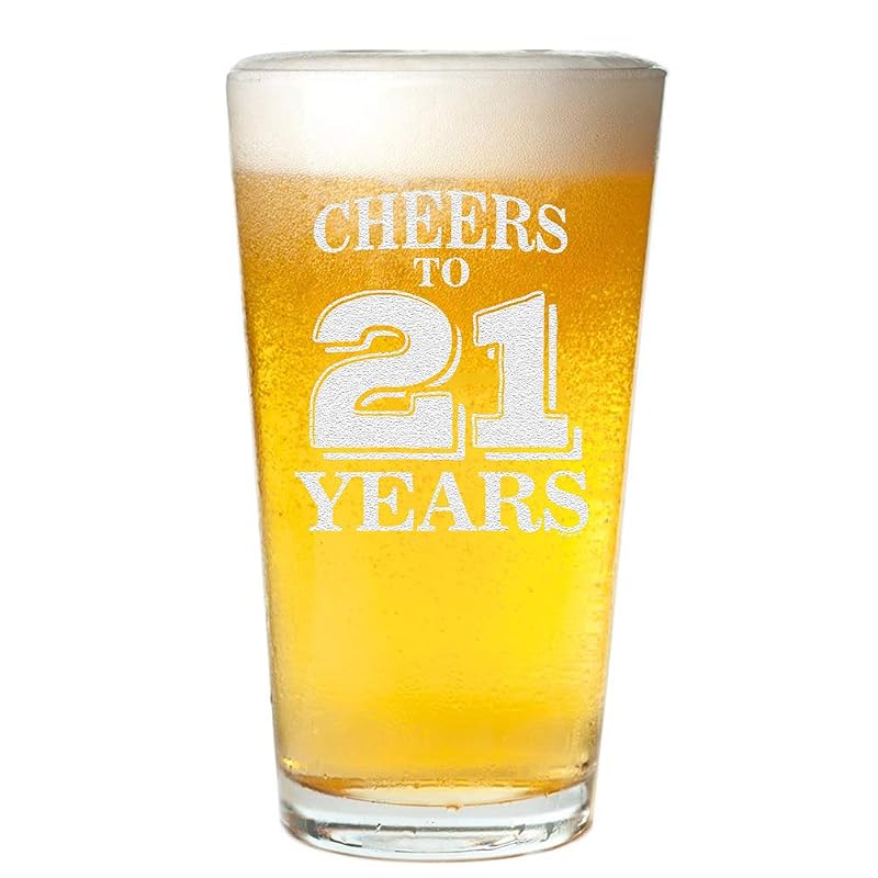 Veracco 21st Birthday Pint Glass – Cheers to 21 Years, Clear Glass