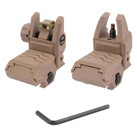 GLKTRS Flip Up Sights Fiber Optic Red Green Dot Sights Folding Polymer Sights for Picatinny Rail Adjustable Front and Backup Sights Set (Black)