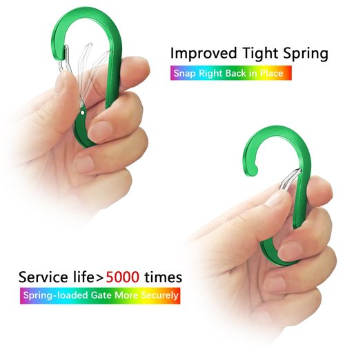sprookber 2" Small Carabiner Clip, D Ring Caribeener, Spring Snap Hook for Keychain Multipurpose, Set of 20(Multicolor)