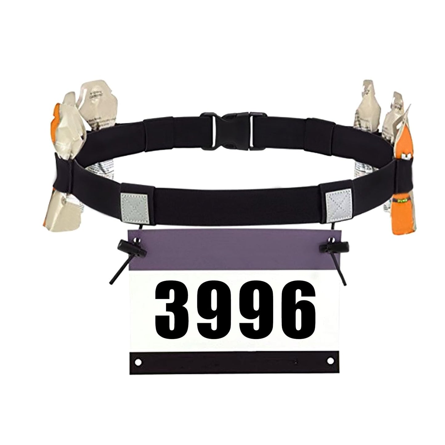 GDFYMI 2Pcs Race Number Belt Race Bib Belts with 6 Energy Gel Loops for Marathon Triathalon Running No Safety Pins Required (Black/Blue)