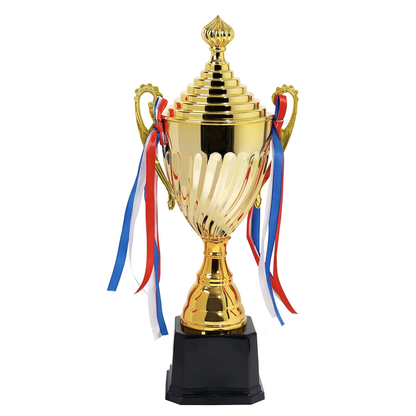 Meecuppa 16inch Gold Champion Trophy Cup | Patriotic Red-White-Blue Bow Design | Premium Award for Sports Tournaments, Competitions & 1st Place Ceremonies