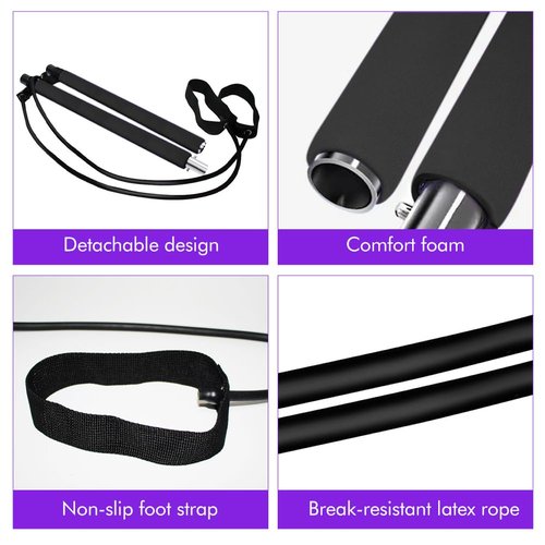 Pilates Bar Kit with Resistance Bands,Multifunctional Pilatess Bar,Stretched Fusions Toning Bar,Pilates Sculpt Bar,Home Gym Equipment for Women & Men Home Gym Pilates Yoga(Black)