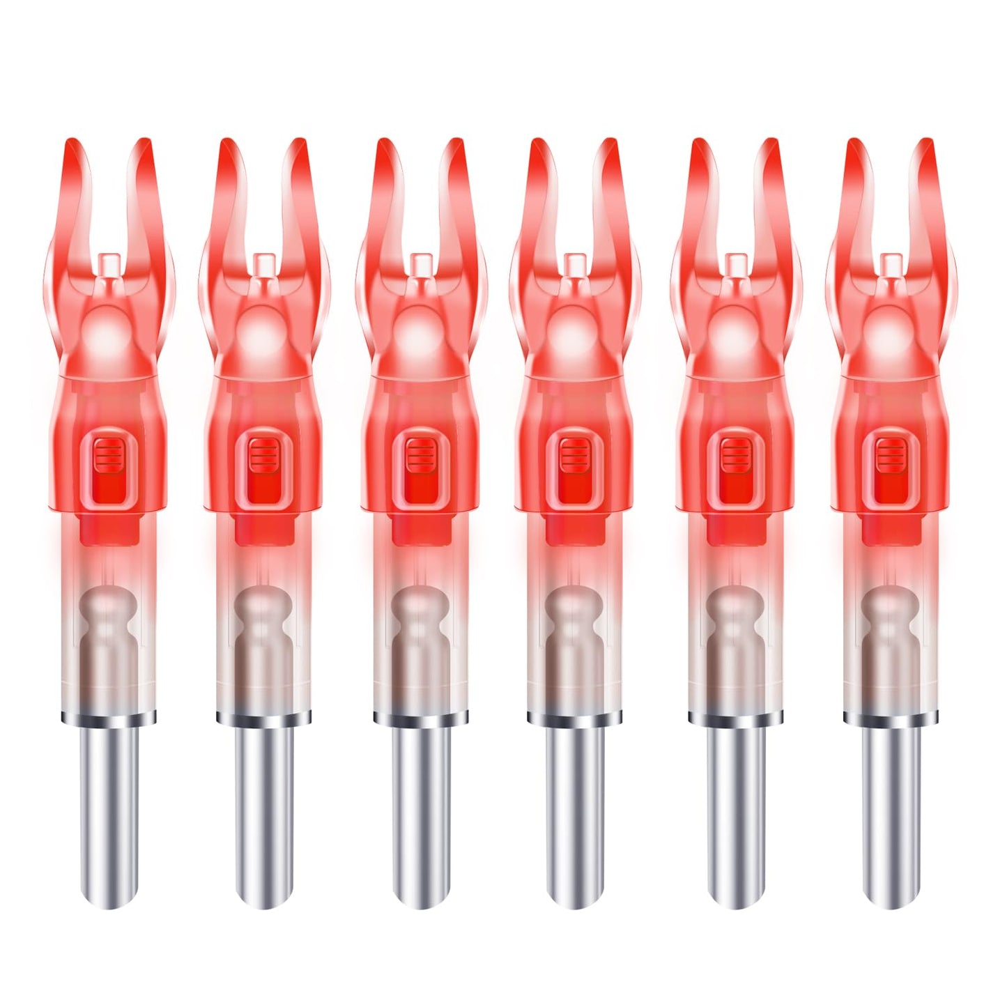 DZHONGD Lighted Nocks for Arrows with .166/G, .204/X, .233/H, .244/S and .246/GT, Bowstring Activation,Archery Lighted nocks (6 Pack)