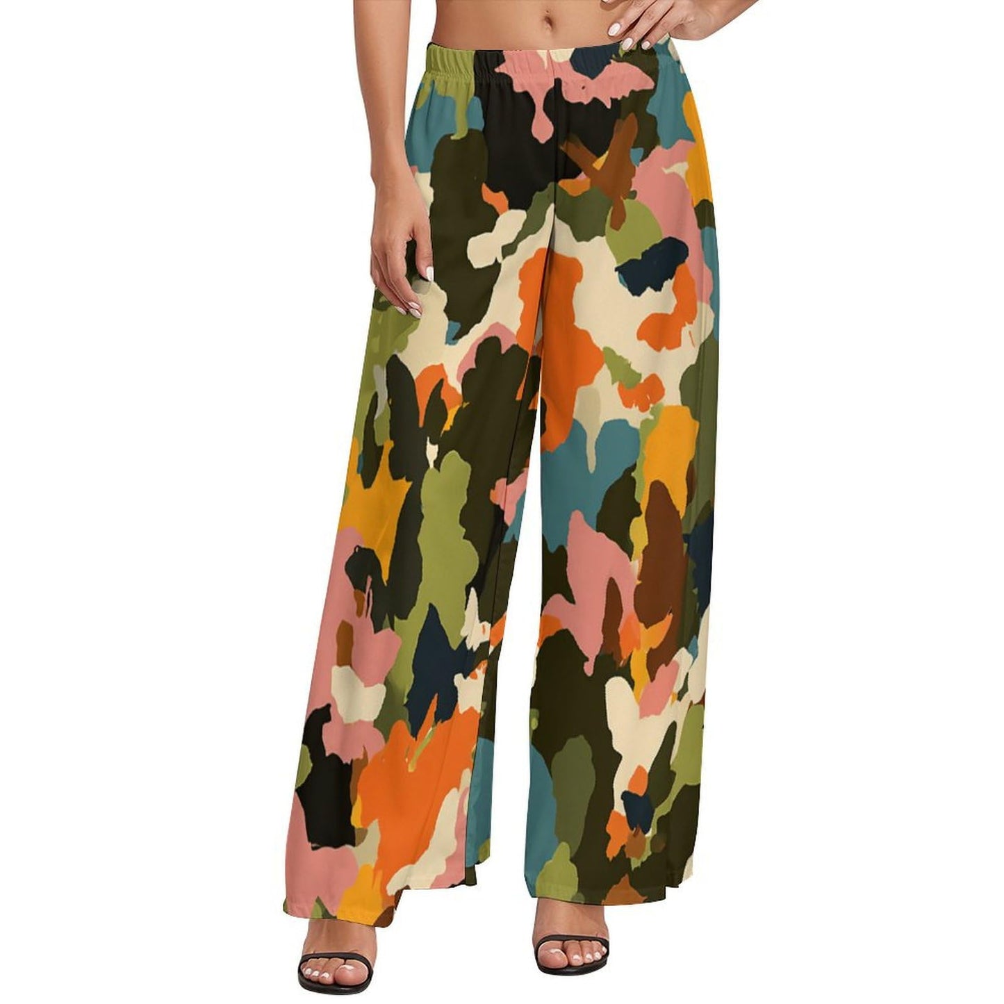 awodent Loose Camouflage Wide Leg Pants for Women High Waisted Sports Athletic Lounge Pants Summer Beach Yoga Sweatpants Plus Size Vacation Trouser 4XL