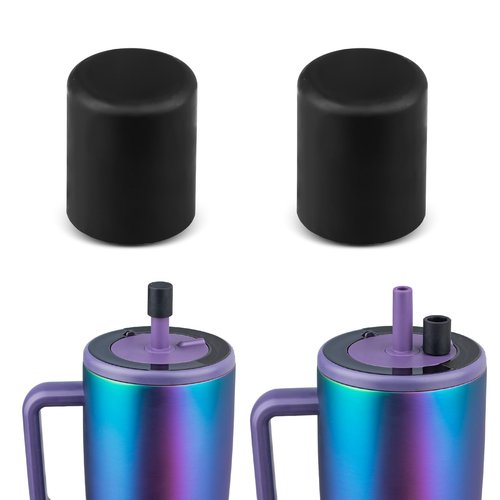 TERPINK 2 Pack Magnetic Straw Caps Compatible with BrüMate All Era and Resa Tumblers, Silicone Straw Caps Toppers Compatible with Brumate Accessories, Straw Covers Protectors BPA Free (Black)