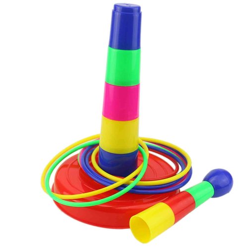 Ogrmar 18" Colorful Plastic Sport Ring Toss Game Set for Kids
