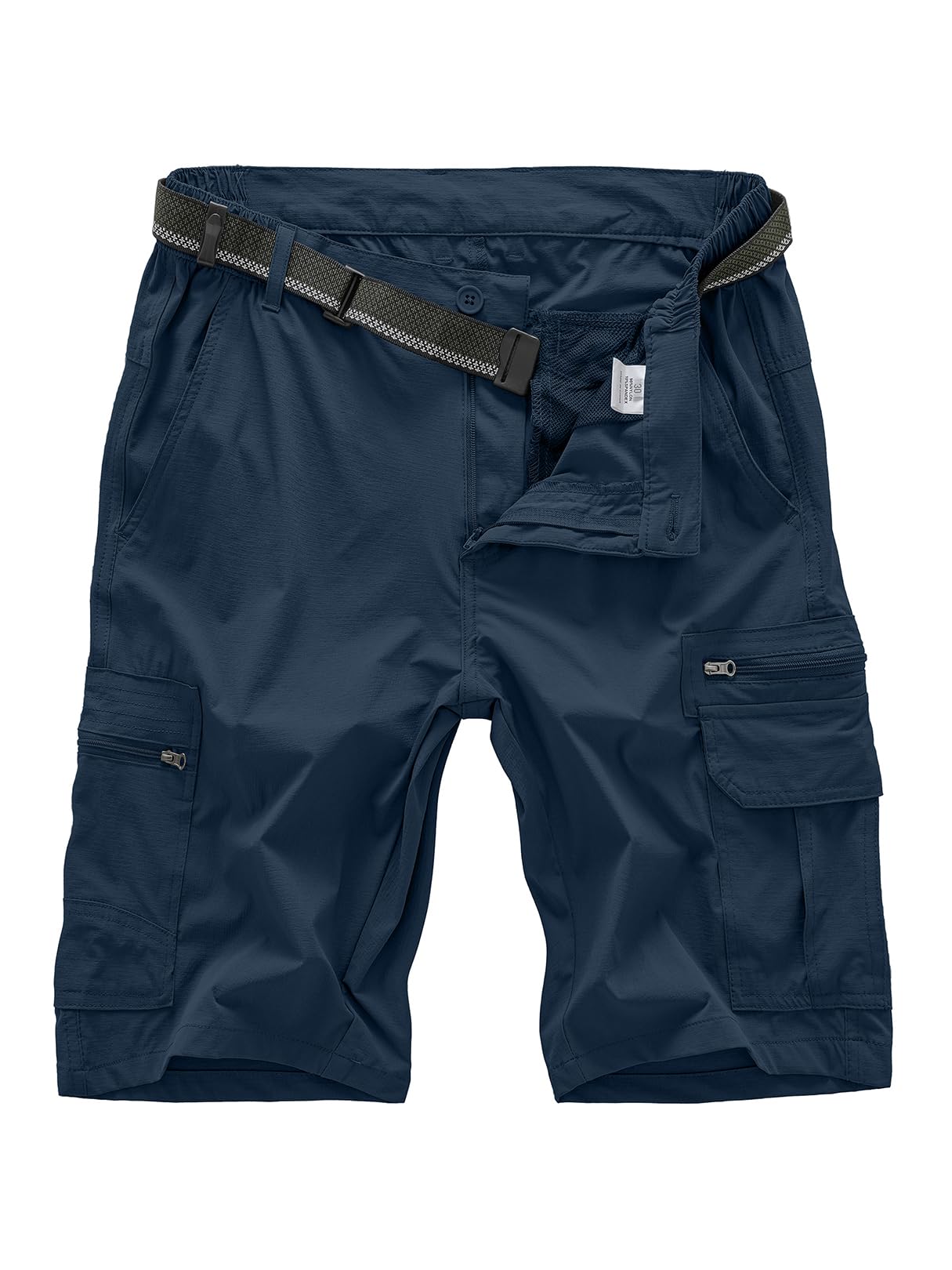 Jessie Kidden Mens Outdoor Casual Expandable Waist Lightweight Water Resistant Quick Dry Fishing Hiking Shorts (6222 Navy, 29)
