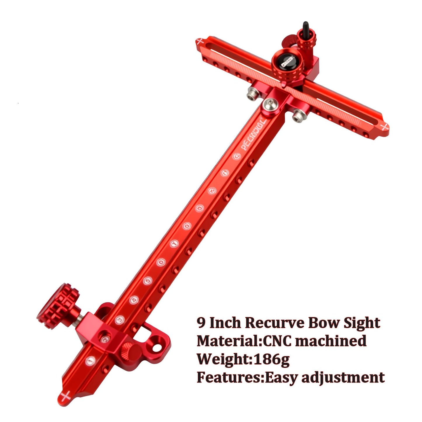 Single Pin Archery Recurve Bow Sight-Aluminum T-Shaped Left Right Handed Adjustable Bow Sight for Metal and Wooden Recurve Bow.
