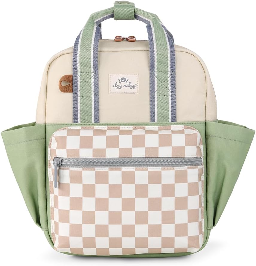 Itzy Ritzy Toddler Backpack - Daycare Bag - Features Adjustable Shoulder Straps, 2 Side Pockets & Spacious Interior with Wipeable Fabric Lining & Name Label, Strawberry Backpack