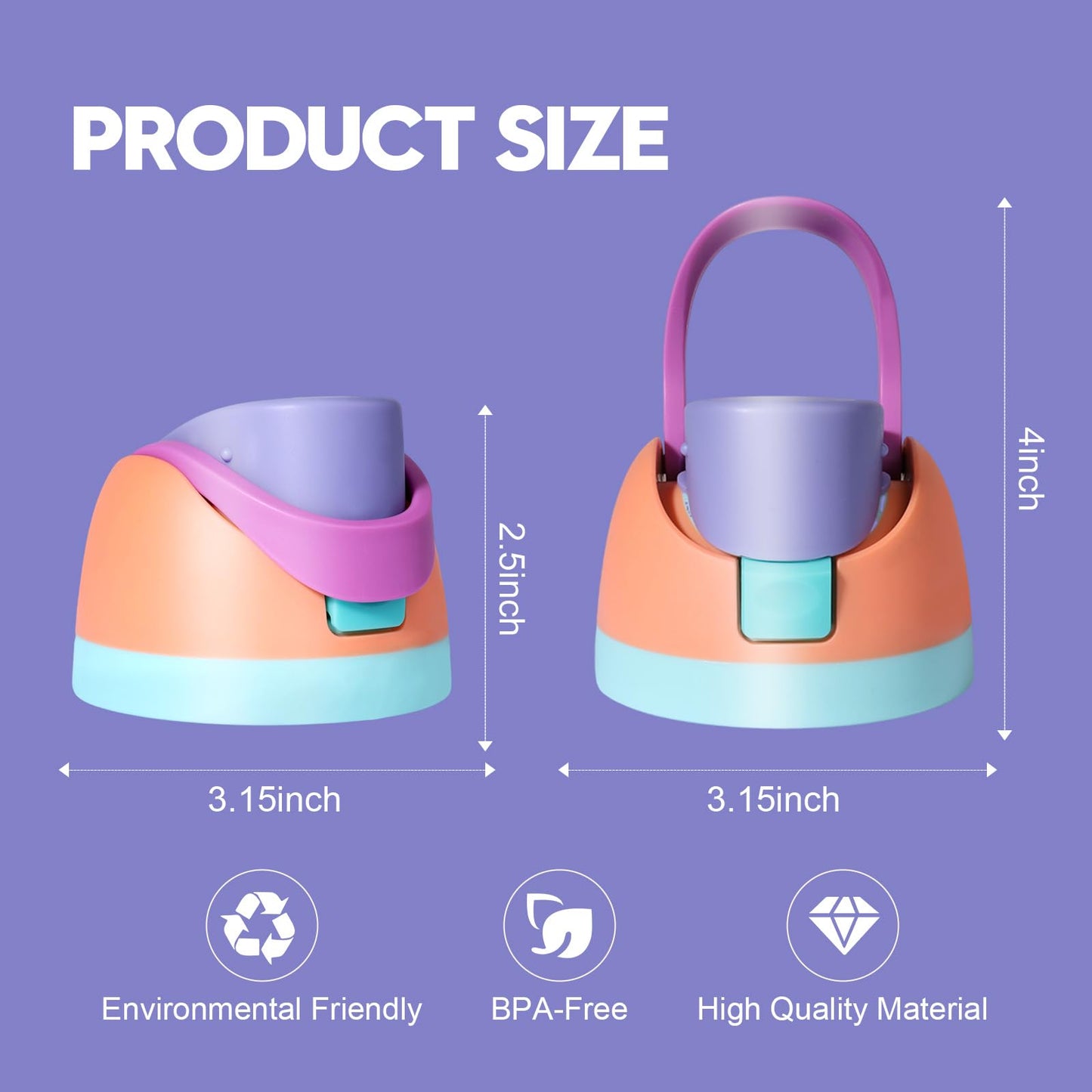 Branbox Replacement Lid for Owala, Compatible with Owala Cup 16oz 24oz 32oz 40oz, One Button Water Bottle Top Lid for Owala, Leakproof, BPA-Free, Orange-Purple (Orange-Purple)