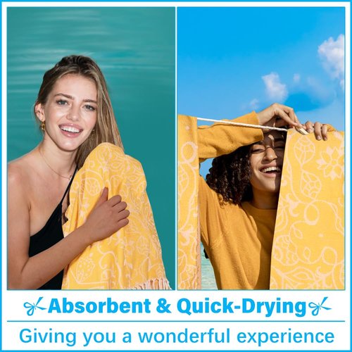 Vikumond Thin Turkish Beach Towel Lightweight Soft Cotton Extra Large XL Oversized Sand Free Sandproof Absorbent Quick Dry Towels Cloud Bath Pool Travel Compact Essentials Accessories for Adult Gifts