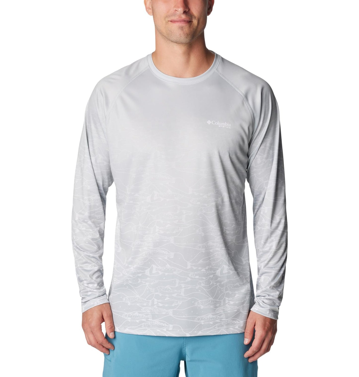 Columbia Men's Super Terminal Tackle PFG Fresh Fade Long Sleeve, Cool Grey/Tested Tough Fresh Super Fade, X-Large