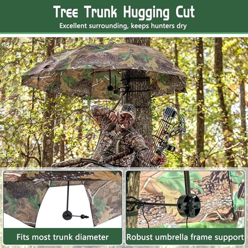 58-Inch Tree Stand Umbrella - Portable Weatherproof Hunting Shade Camo