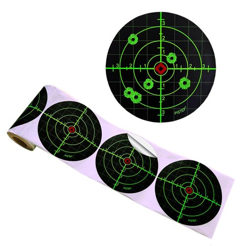 PISTEP Splatter Shooting Targets 6 Inch Reactive Paper Target Stickers 100 Self Adhesive Target Roll for BB Gun, Pellet Gun, Airsoft, Rifle Indoor and Outdoor Shooting Range