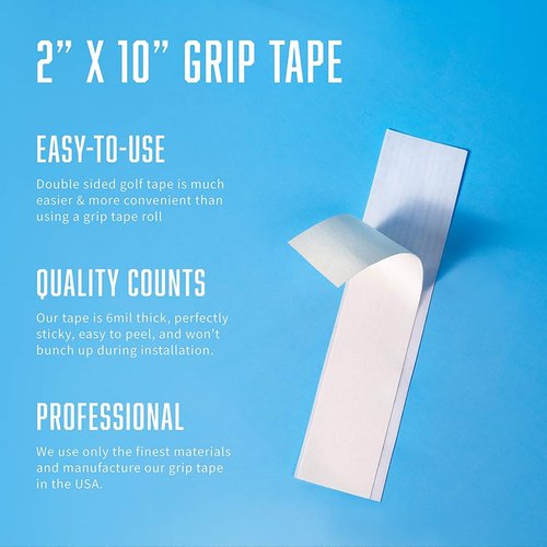 Wedge Guys Professional Golf Grip Tape 2" x 10" Solvent Activated Double Sided Adhesive Strips for Regripping Clubs Wood Hybrid Iron Wedge Putter, Easy to Peel & Pre-Cut Grip Tape for Golf Clubs