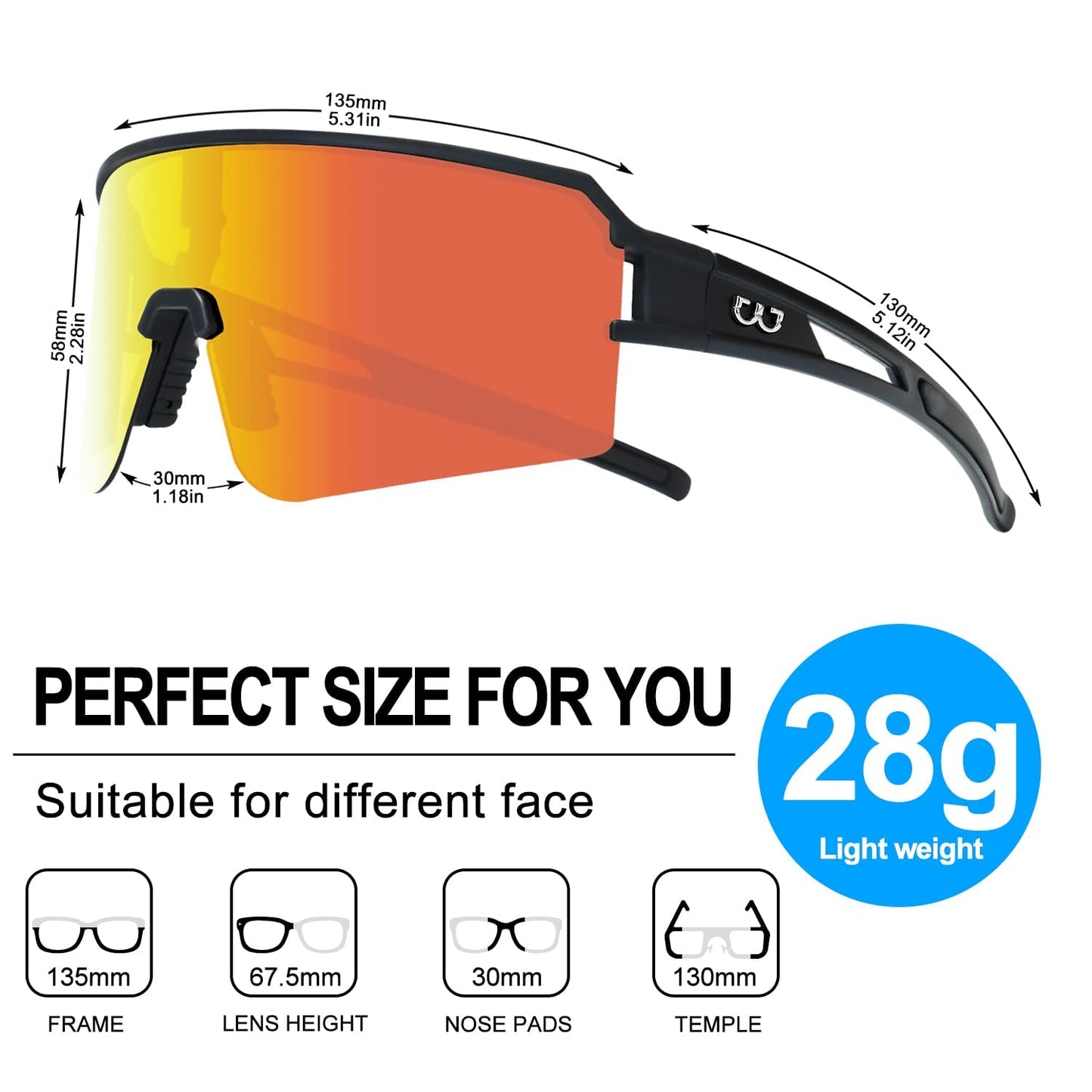 SPOSUNE Baseball Sunglasses Men Women Running Cycling Glasses, Polarized