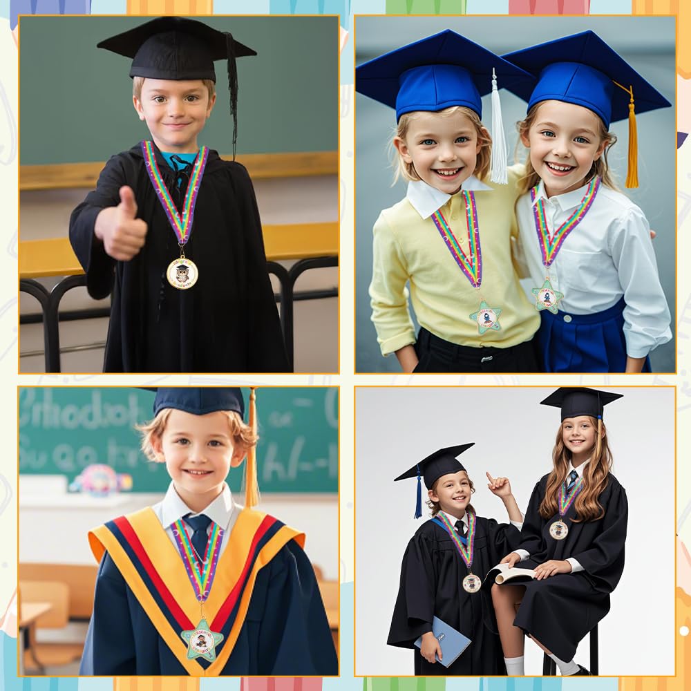 Congrats Kids Graduation Medal, 2 Inch Kindergarten Preschool Graduation Medals for Kids with Rainbow Neck Ribbon for Students Award Medallion Graduation Gifts, Graduation Decorations Class of 2025